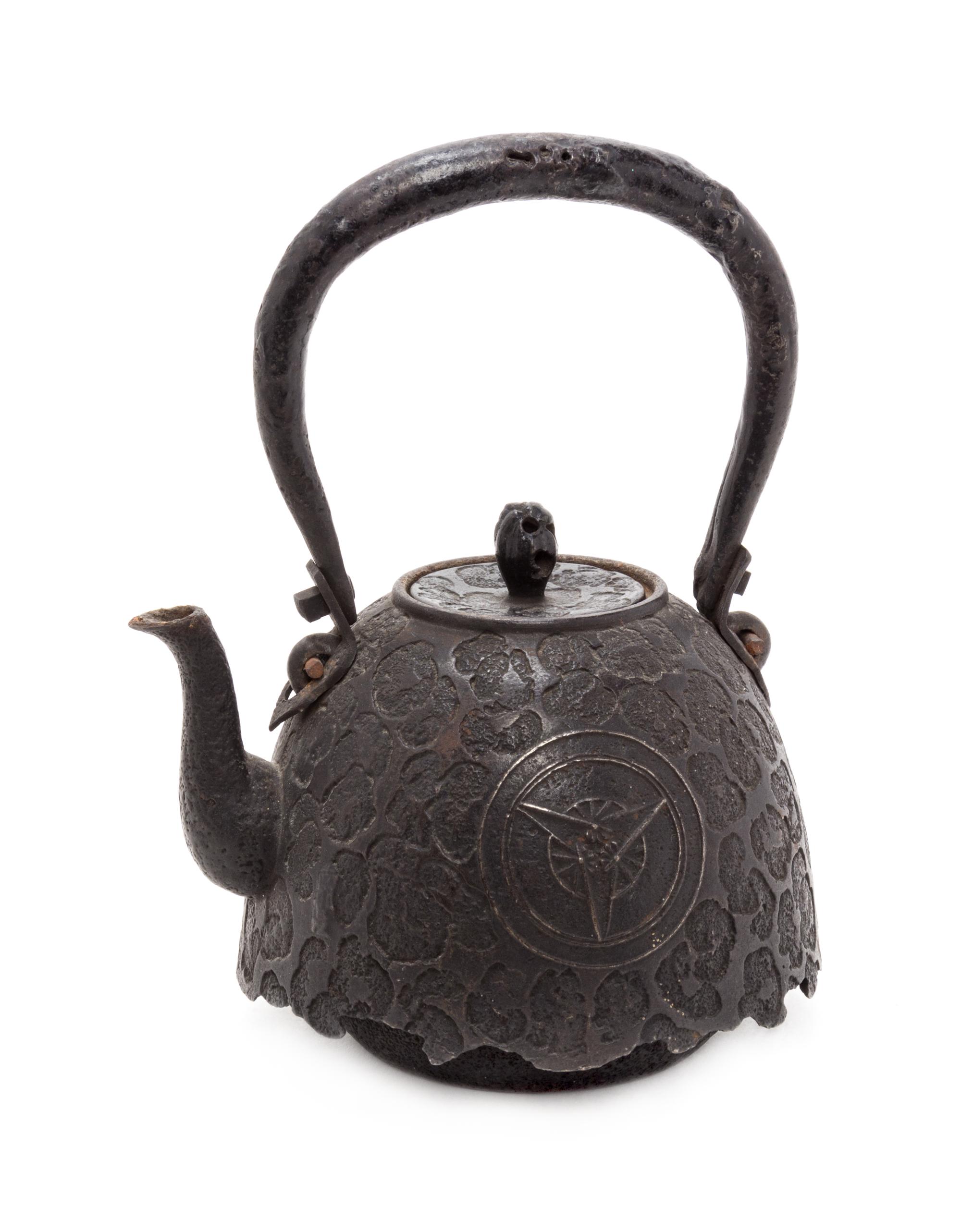 A Cast Iron Teapot, Tetsubin Height 8 inches. — LATE EDO PERIOD, MID-19TH CENTURY