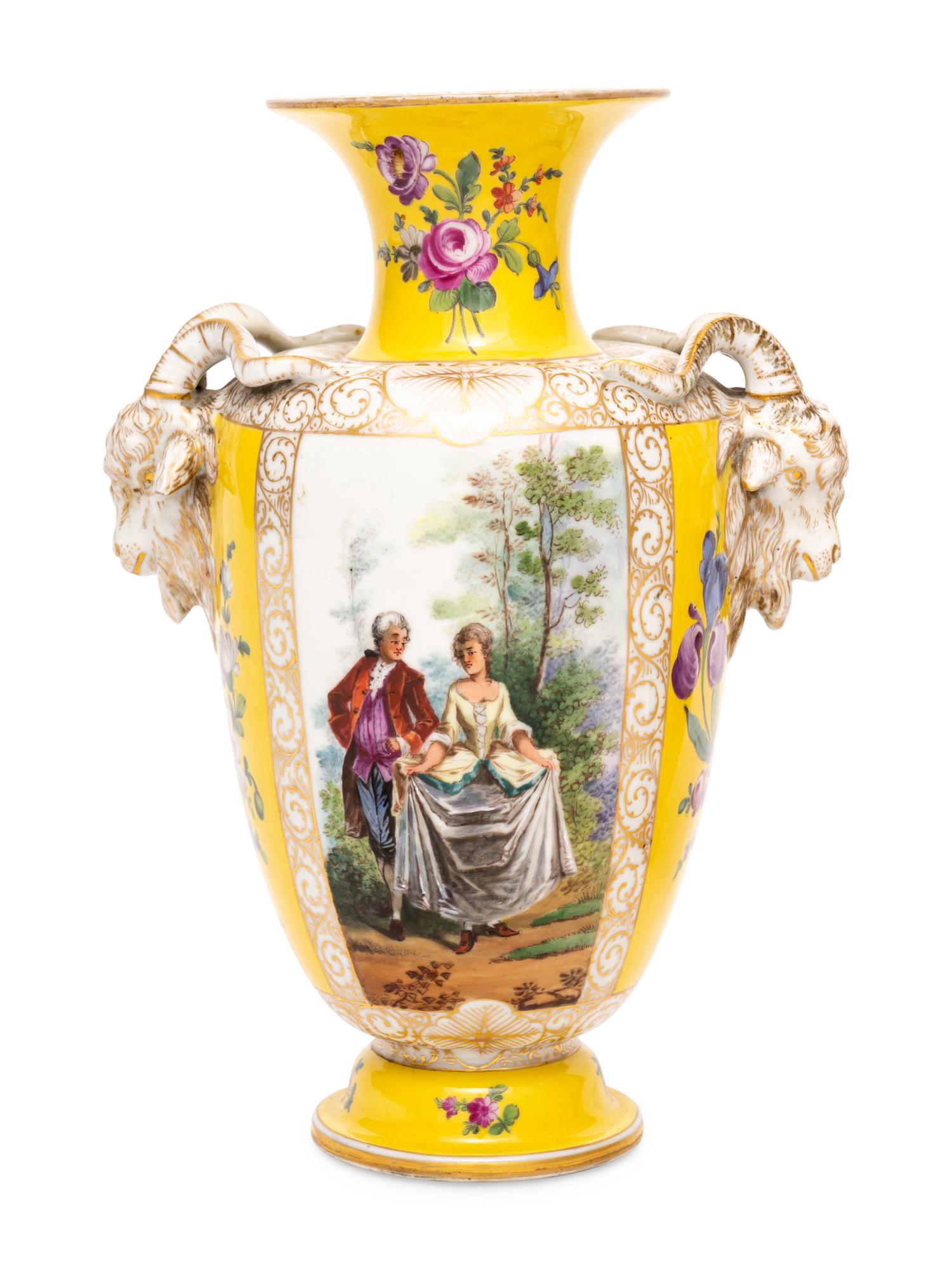 A Pair of Dresden Porcelain Vases