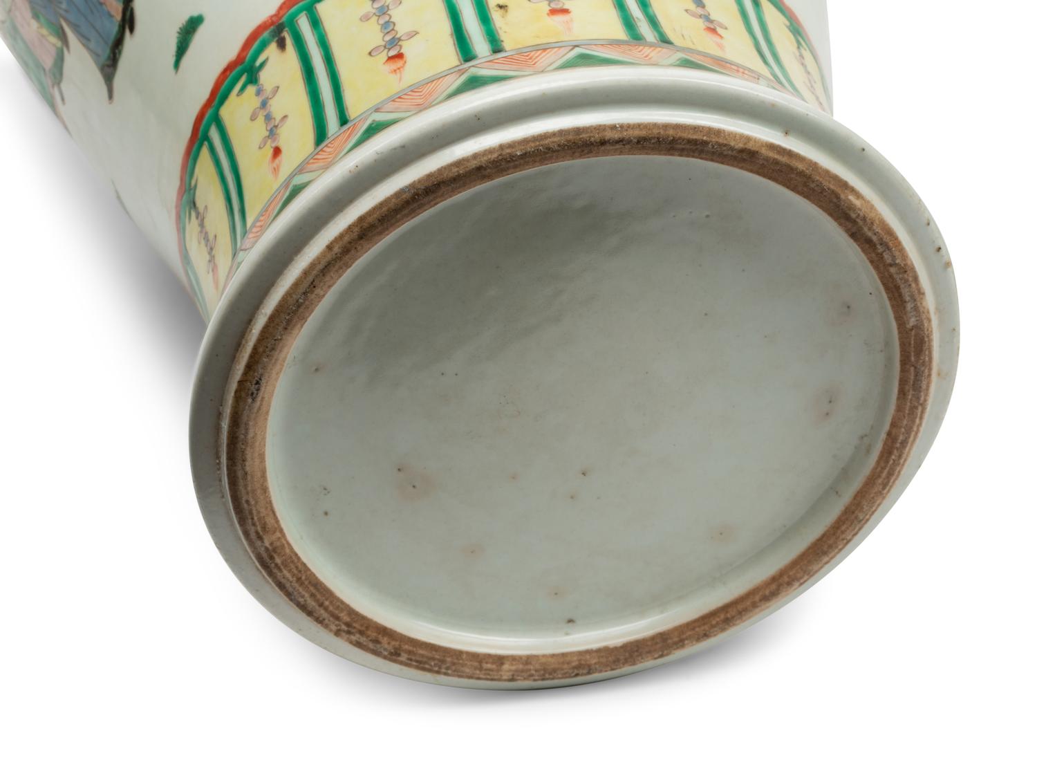 A Pair of Chinese Export Famille Verte Porcelain Covered Jars