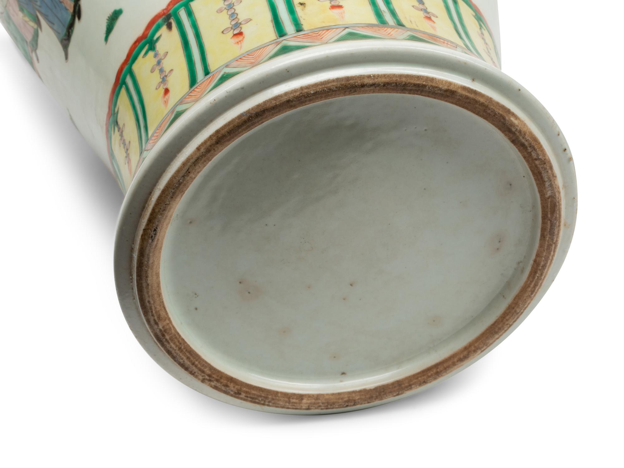 A Pair of Chinese Export Famille Verte Porcelain Covered Jars