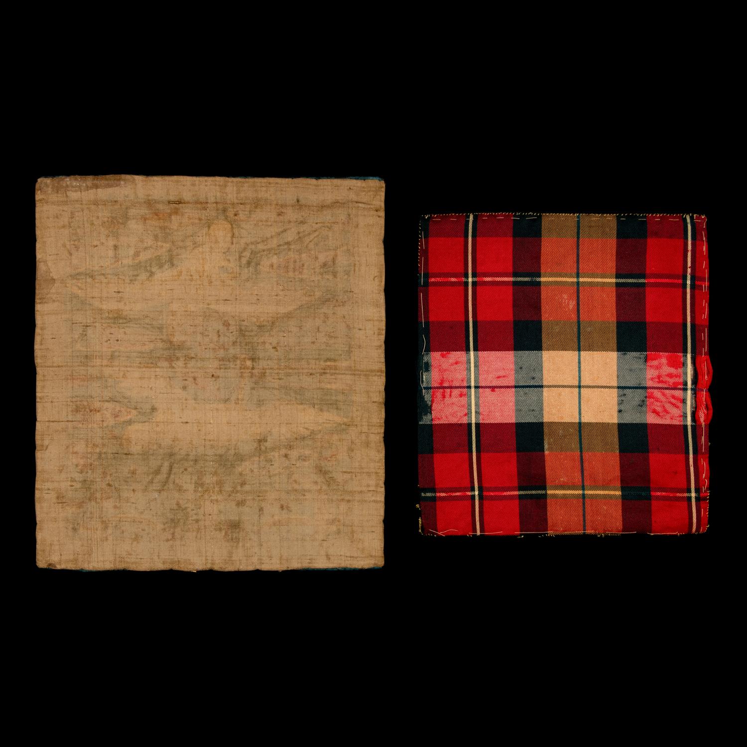 Two Korean Embroidered Silk 'Crane' Rank Badges, Hyungbae, Joseon Dynasty, Late 19th Century 李氏朝鮮 白鶴文官補子兩幅