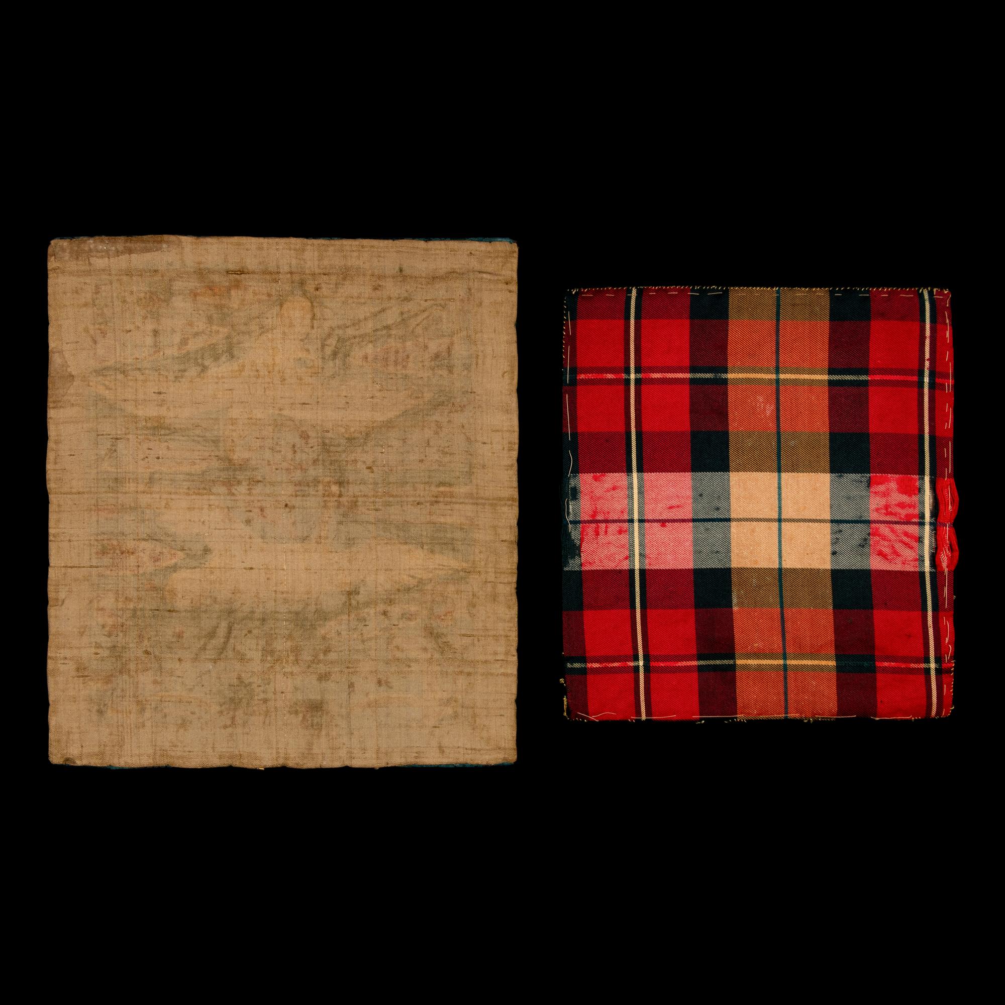Two Korean Embroidered Silk 'Crane' Rank Badges, Hyungbae, Joseon Dynasty, Late 19th Century 李氏朝鮮 白鶴文官補子兩幅