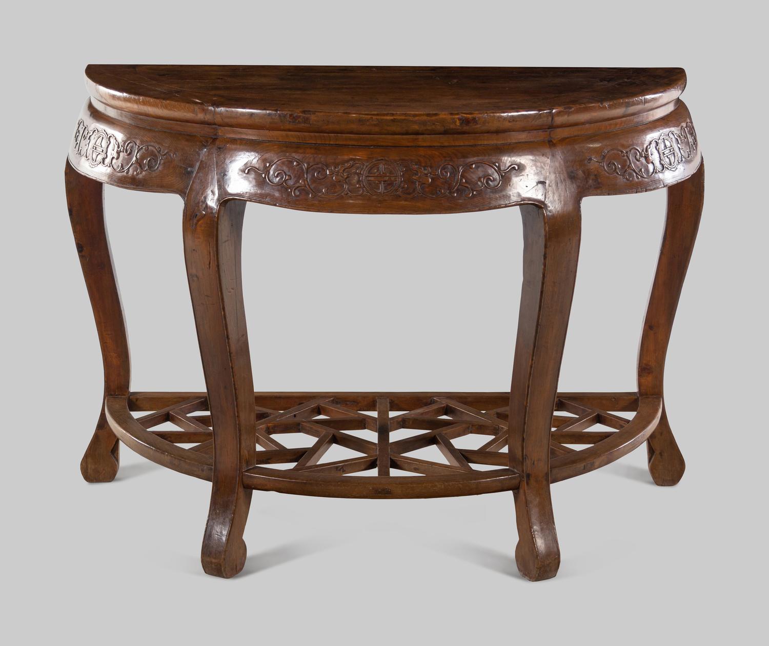 A Chinese Softwood Demi-Lune Table
