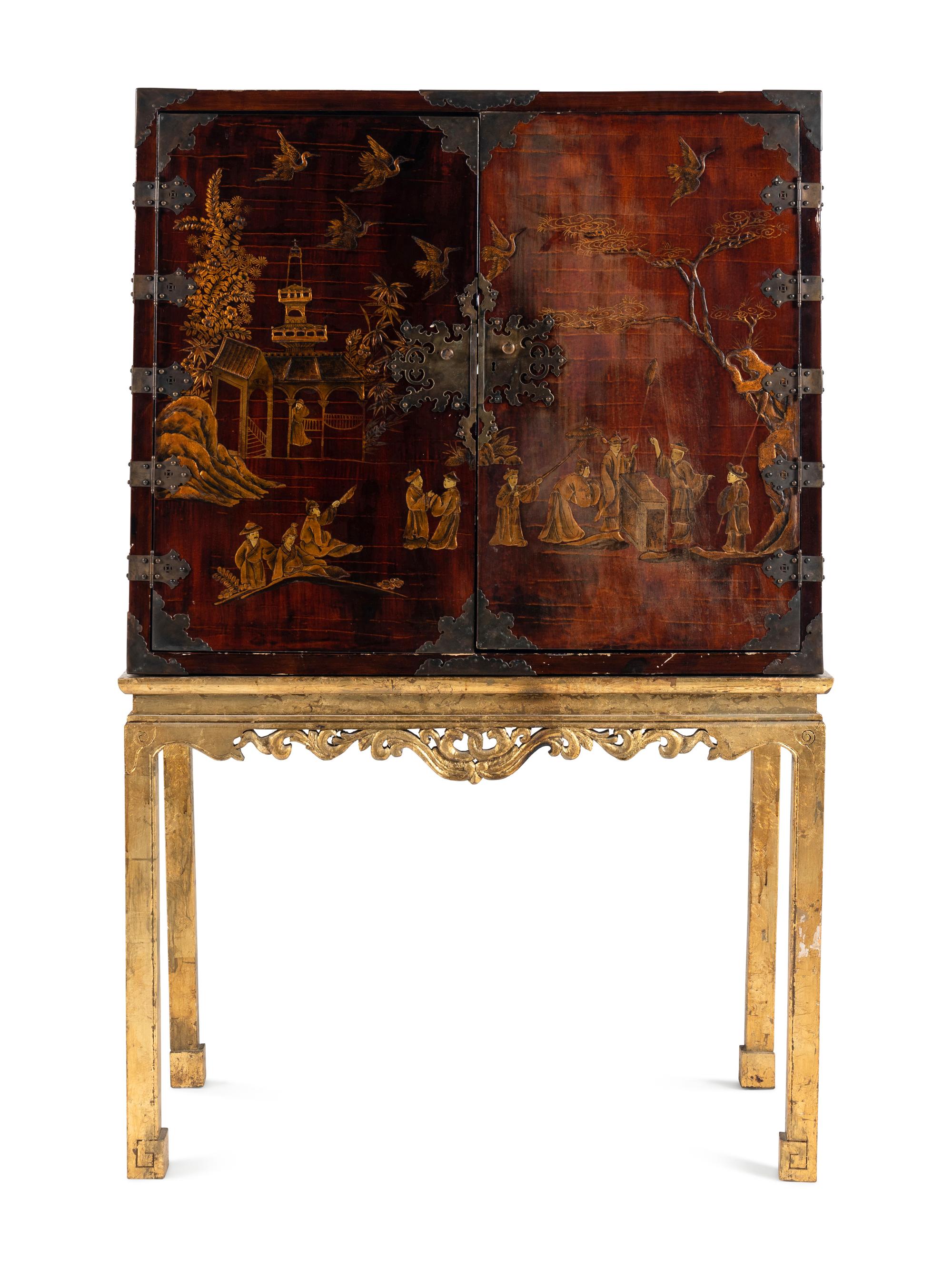 A Chinese Lacquer Cabinet-on-Stand