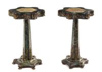 A Pair of Austrian Gilt Bronze Mounted Marble Pedestals Height 32 inches.
