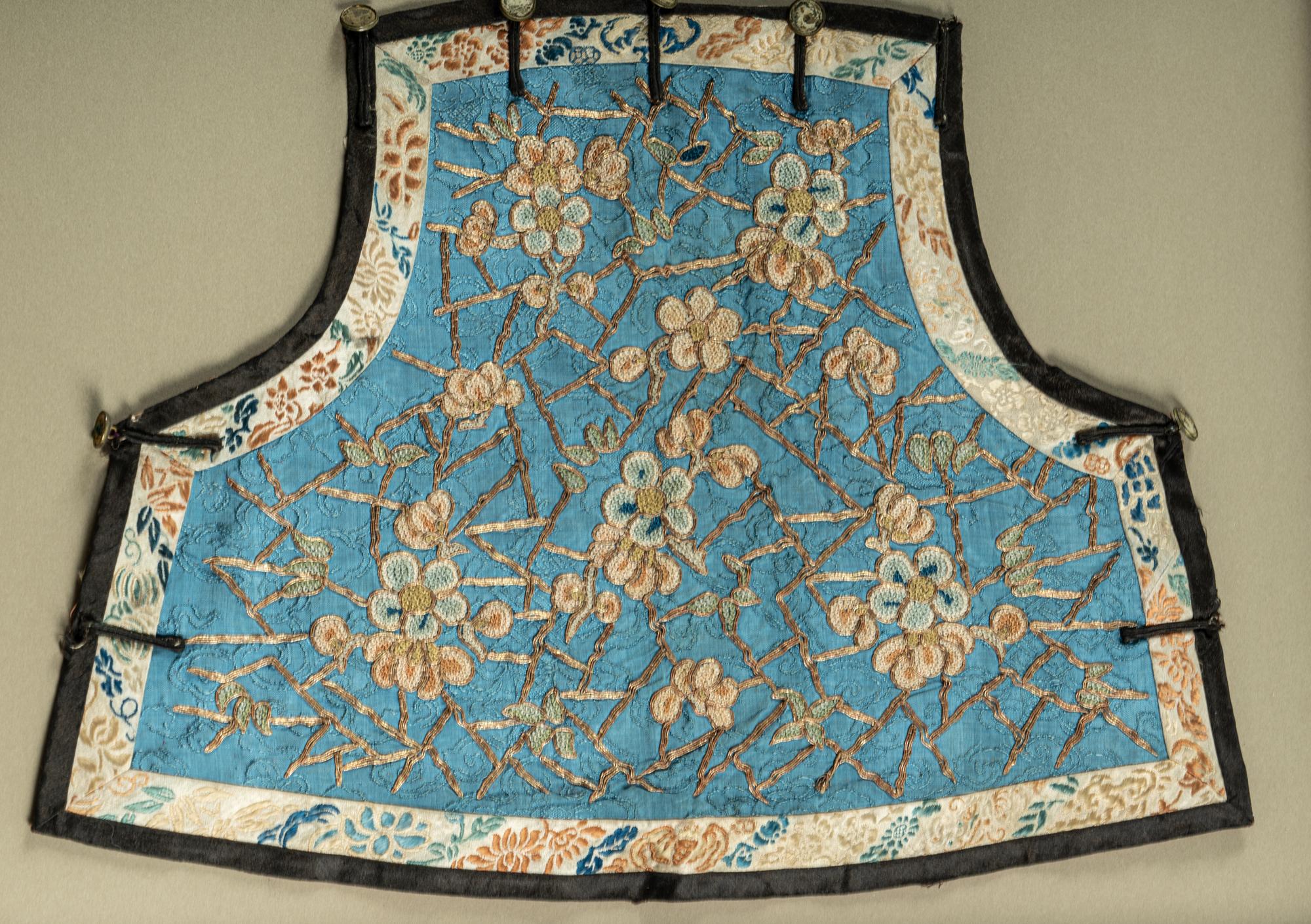 Two Chinese Blue Ground Silk Embroidered Lady's Garments