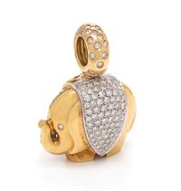 An 18 Karat Yellow Gold and Diamond Elephant Motif Pendant, Gioielmoda,