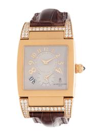 DE GRISOGONO, 18K YELLOW GOLD AND DIAMOND 'INSTRUMENTO No UNO' DUAL TIME WRISTWATCH
