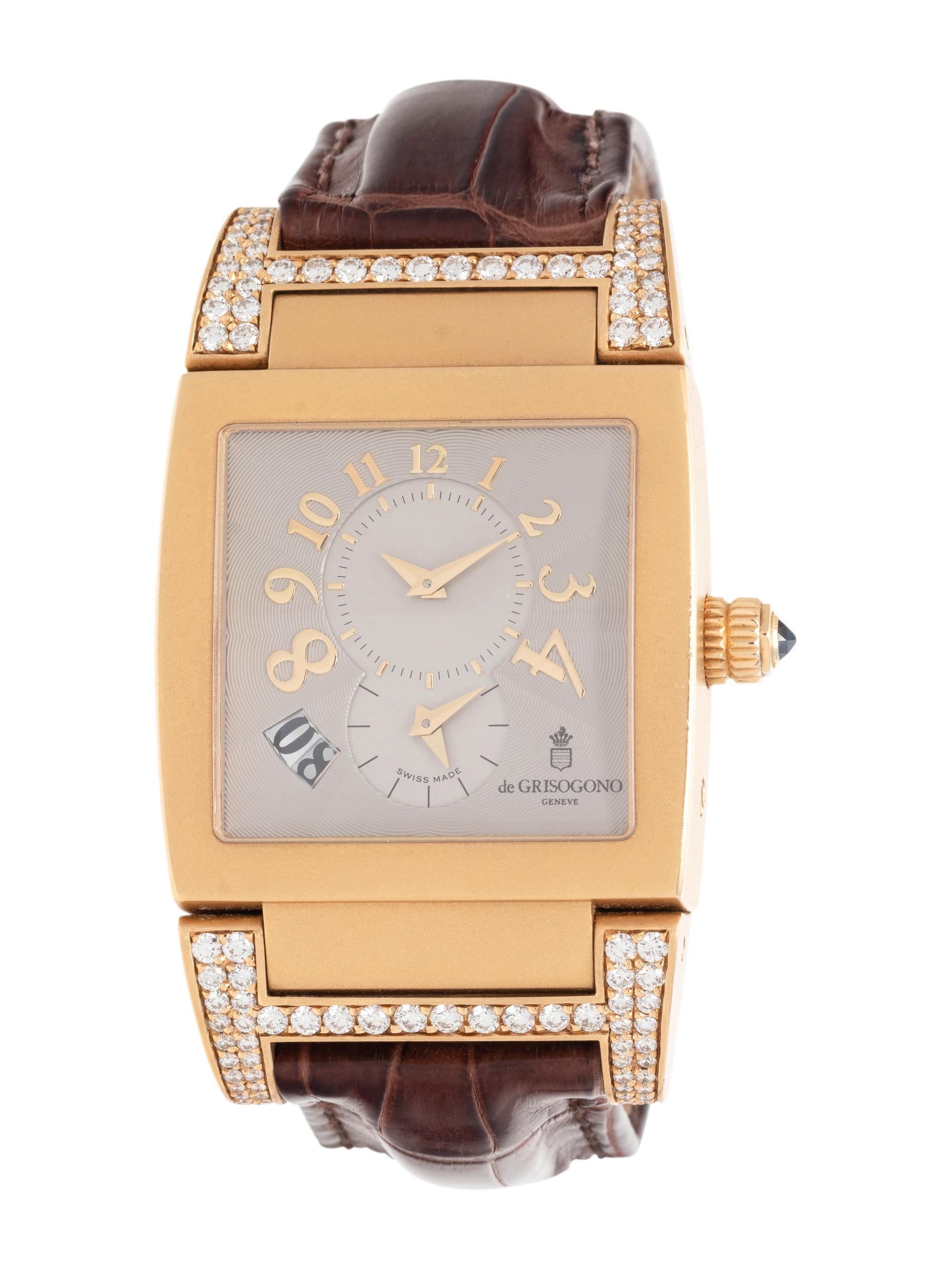 DE GRISOGONO, 18K YELLOW GOLD AND DIAMOND 'INSTRUMENTO No UNO' DUAL TIME WRISTWATCH