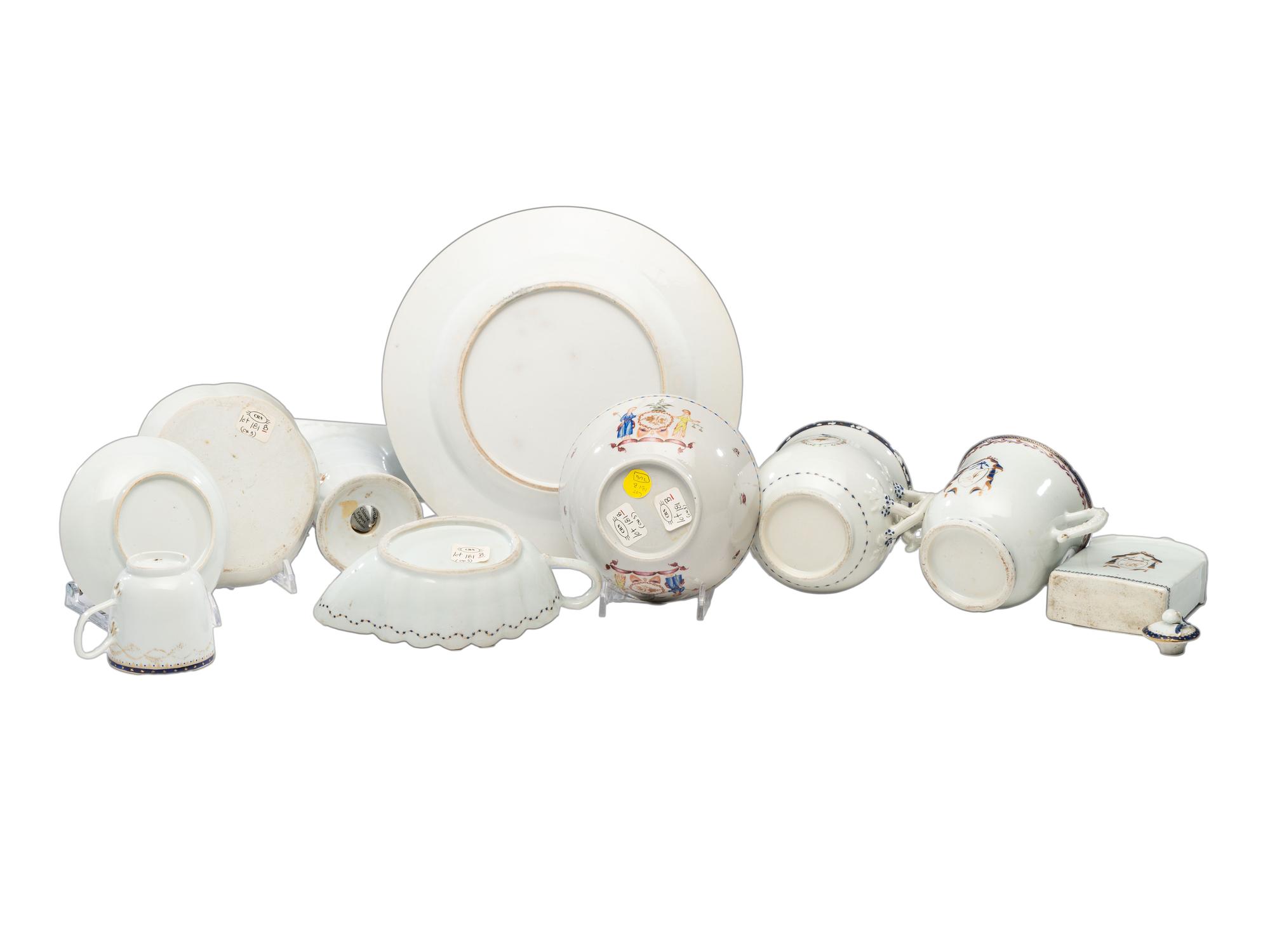 Ten Chinese Export Armorial Porcelain Articles