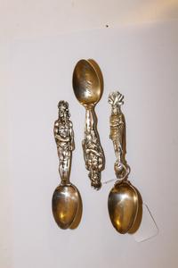 A Group of Three Silver Souvenir Spoons, Various Makers, Early 20th Century, of "Native American" interest.