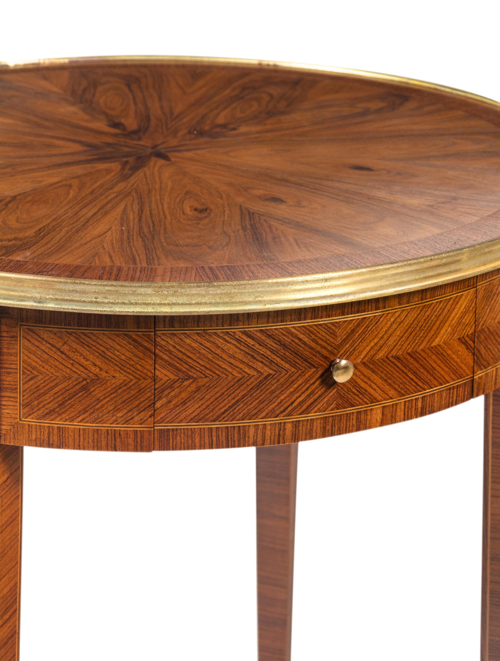 A Pair of Louis XV Style Bookmatch-Veneered Side Tables