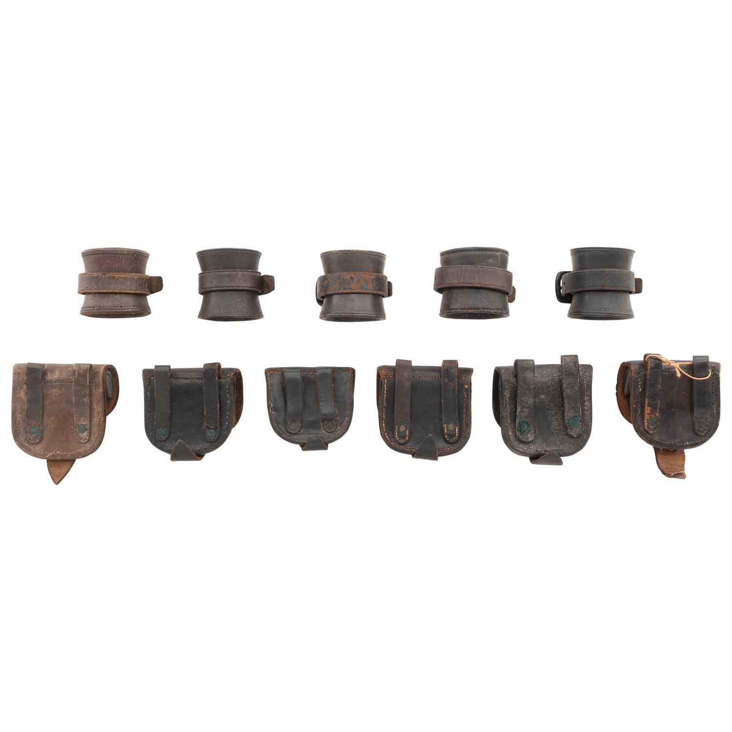 Civil War Era Accoutrement Group: 6 Cap Pouches and 5 Carbine Sockets