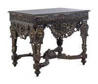 A Suite of Victorian Style Cast Iron Garden Furniture Allegorical of the Seasons