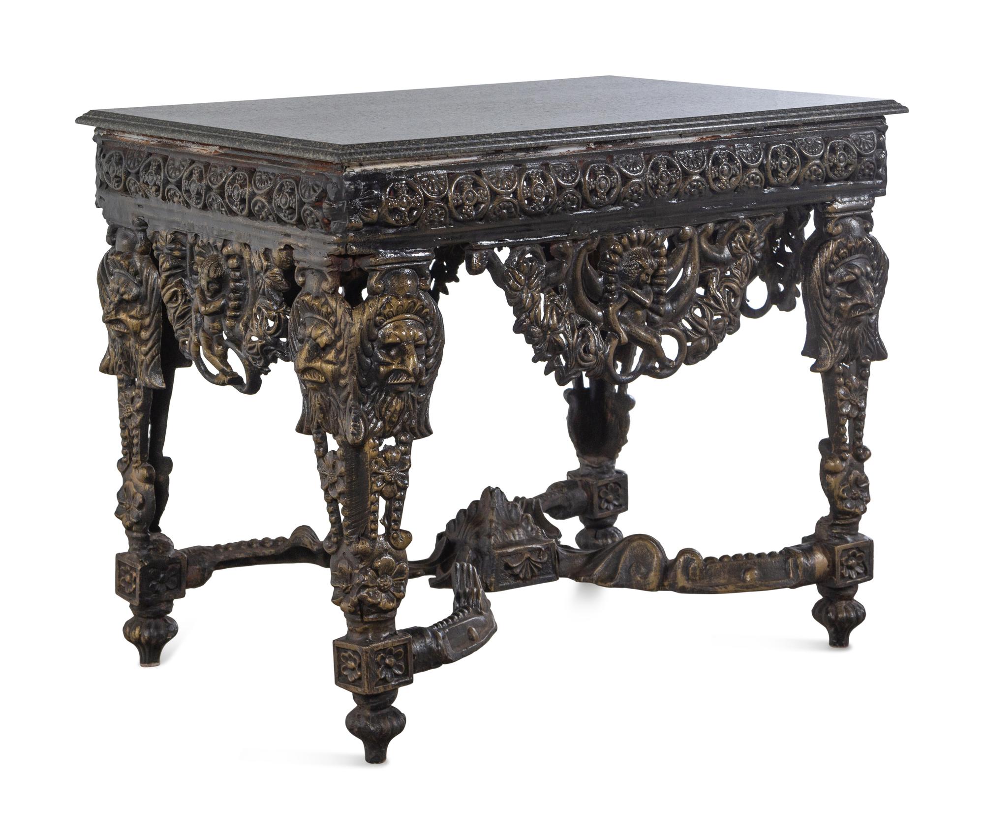 A Suite of Victorian Style Cast Iron Garden Furniture Allegorical of the Seasons