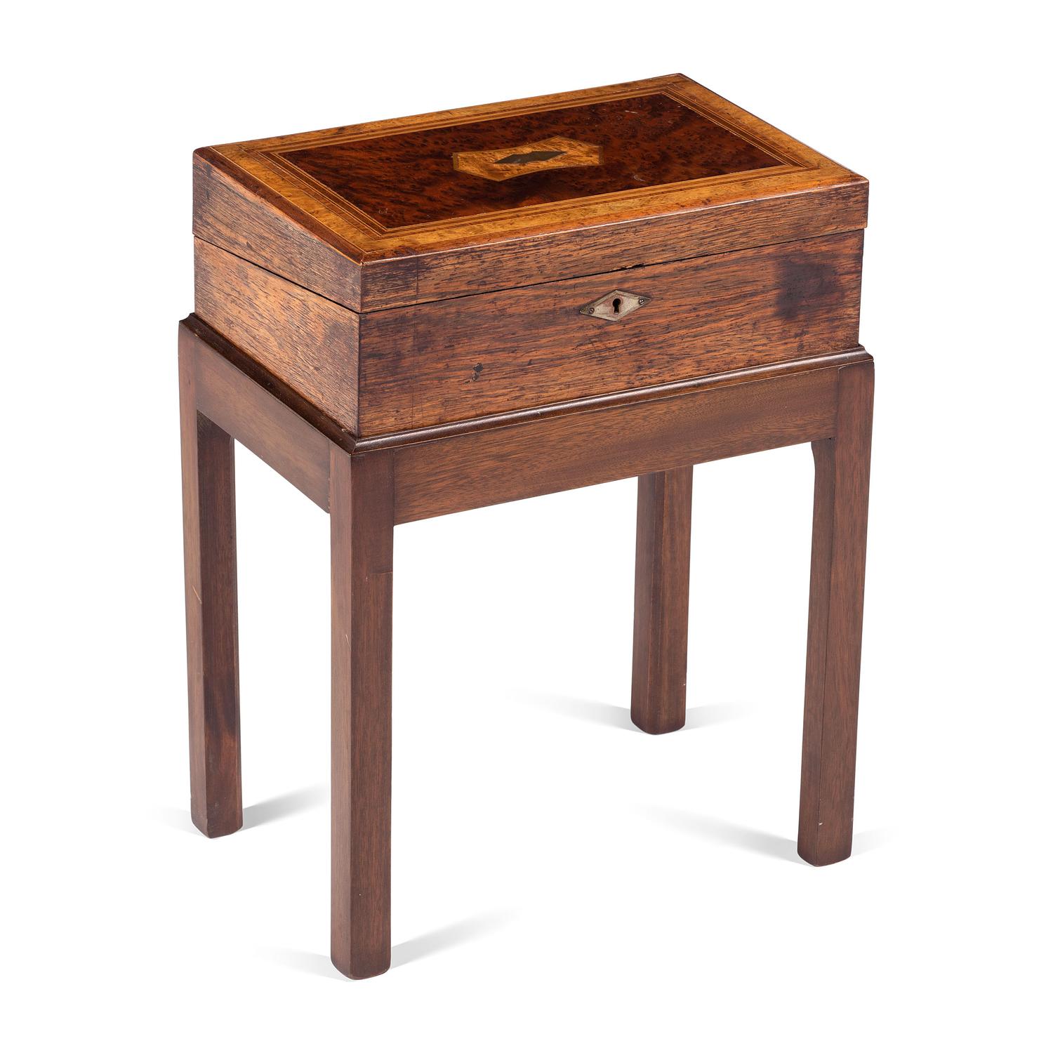 An English Burl Lap Desk on Frame