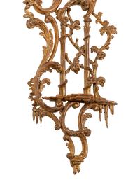 A Pair of George III "Chinese Chippendale" Giltwood Wall Brackets