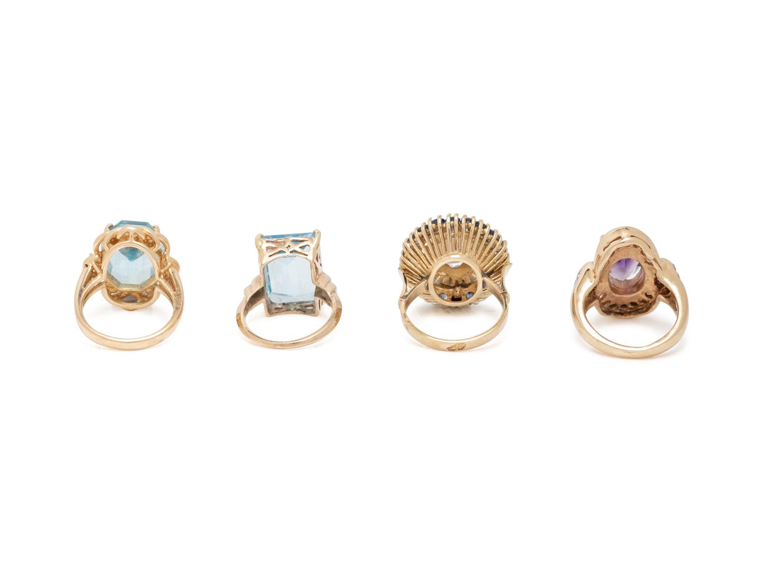 COLLECTION OF YELLOW GOLD AND MULTIGEM RINGS