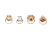 COLLECTION OF YELLOW GOLD AND MULTIGEM RINGS