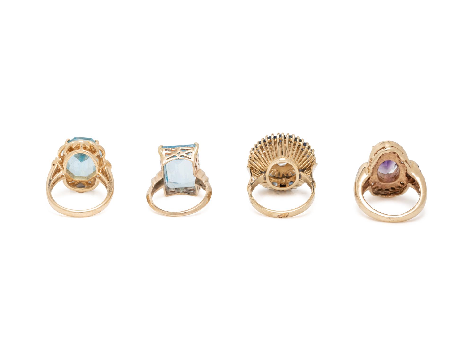COLLECTION OF YELLOW GOLD AND MULTIGEM RINGS