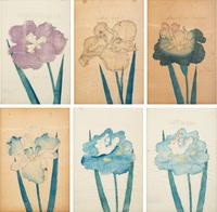 A Group of Six Japanese Color Lithographs from the Yokohama Seed Company