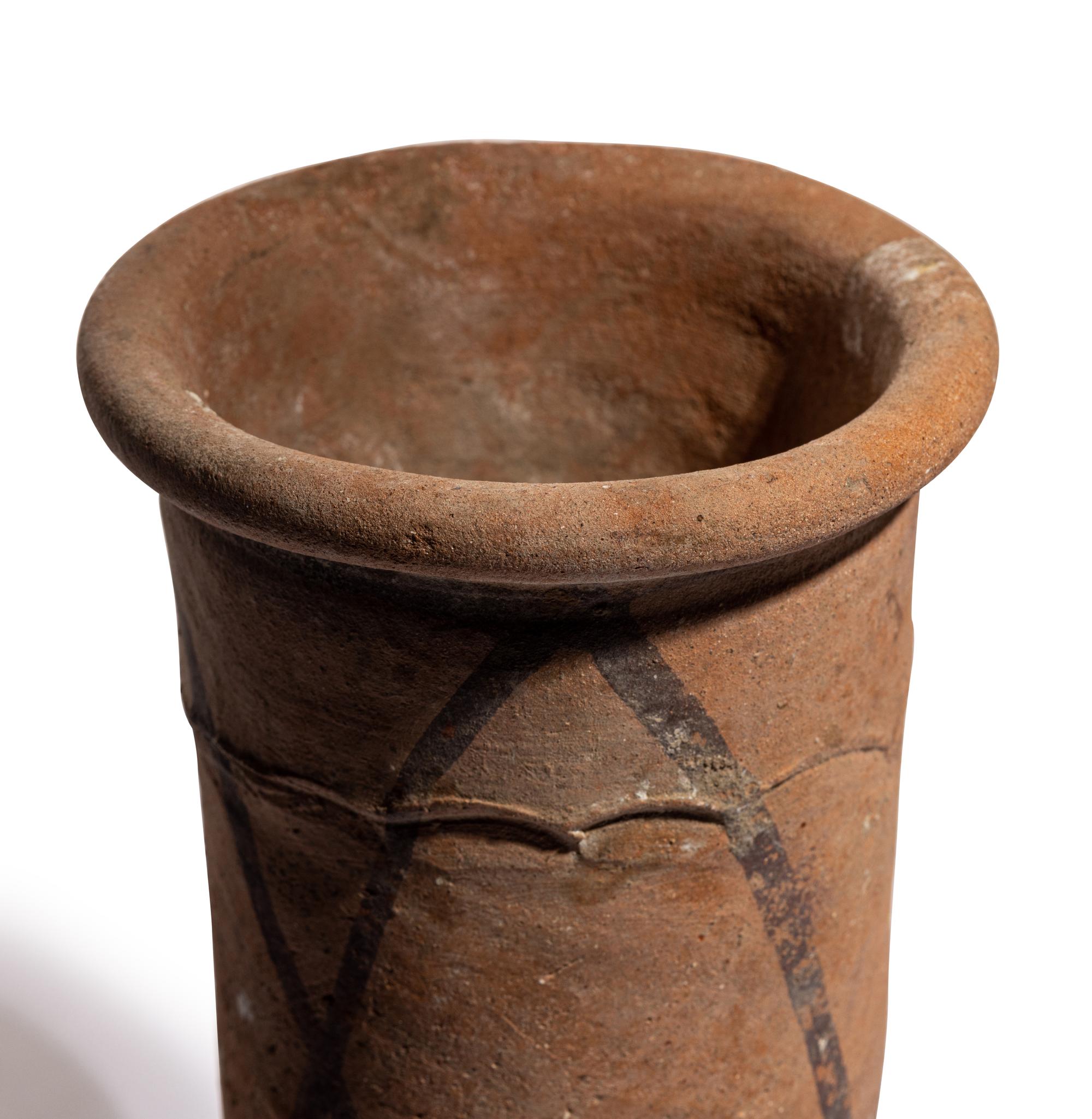 An Egyptian Painted Terracotta Cylinder Jar