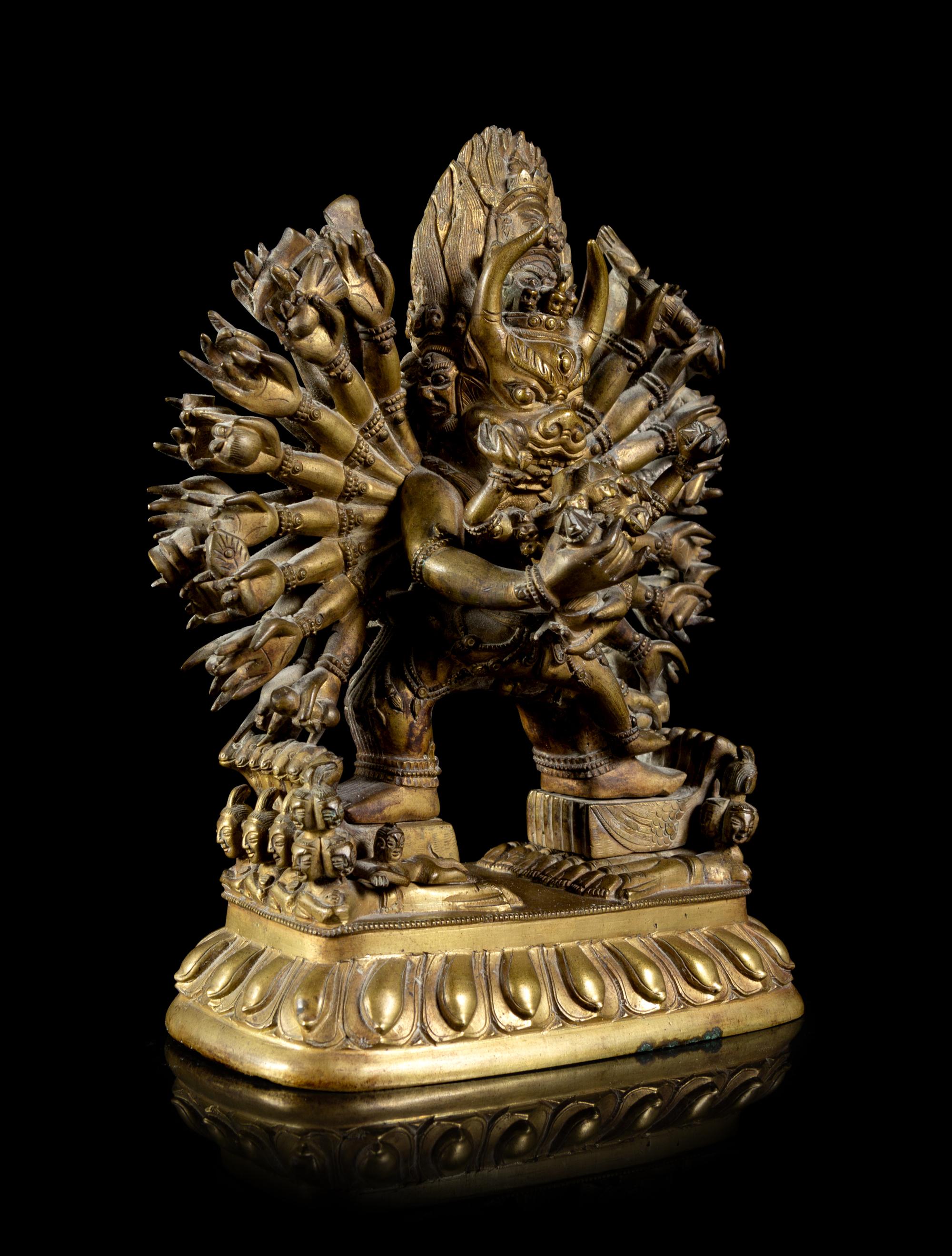 A Sino-Tibetan Bronze Figure of Yamantaka and Vajravetali
