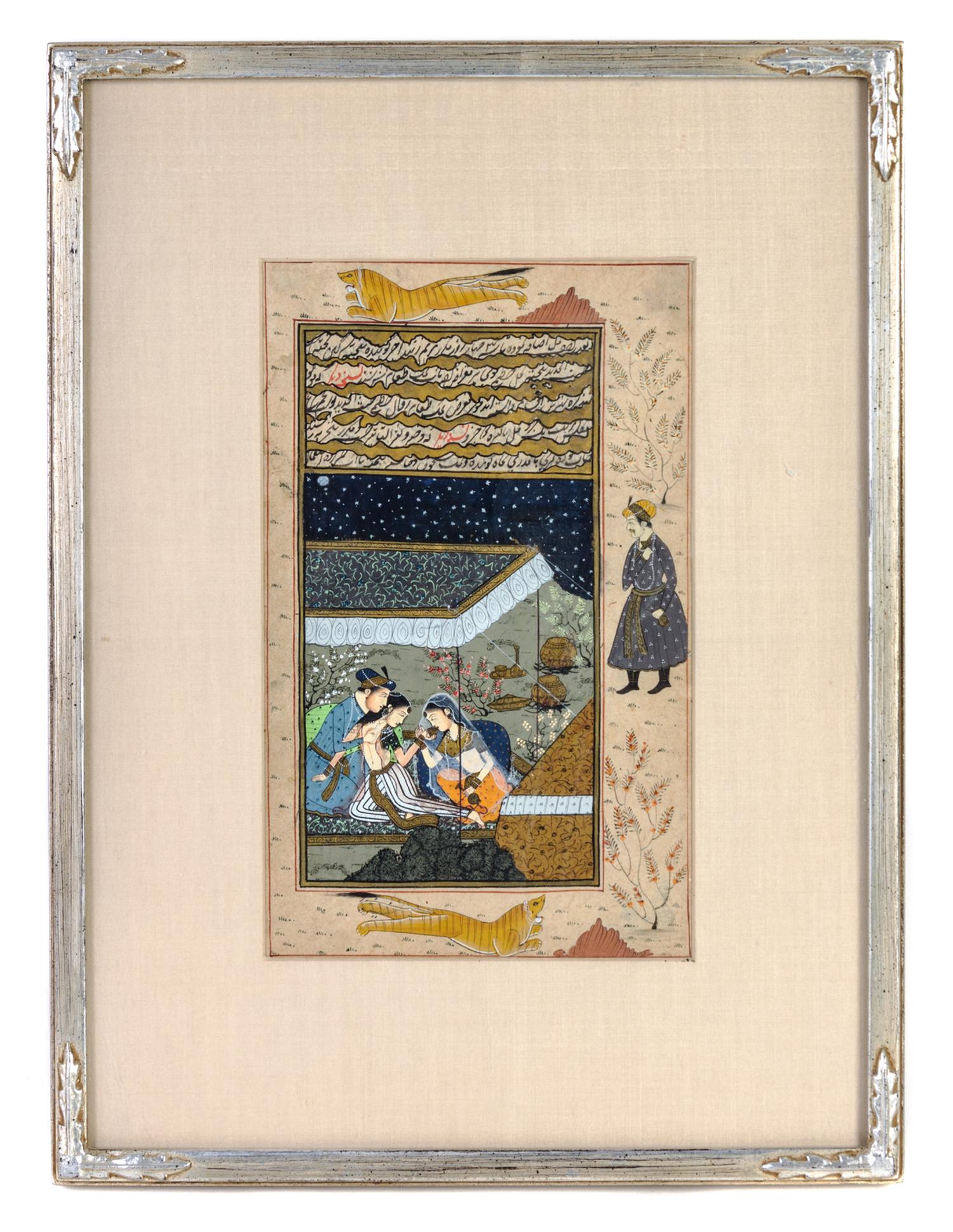 An Indian Illuminated Manuscript Leaf Depicting a Court Scene