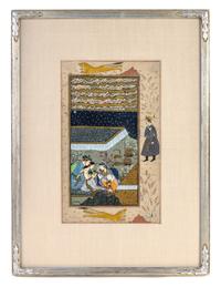 An Indian Illuminated Manuscript Leaf Depicting a Court Scene