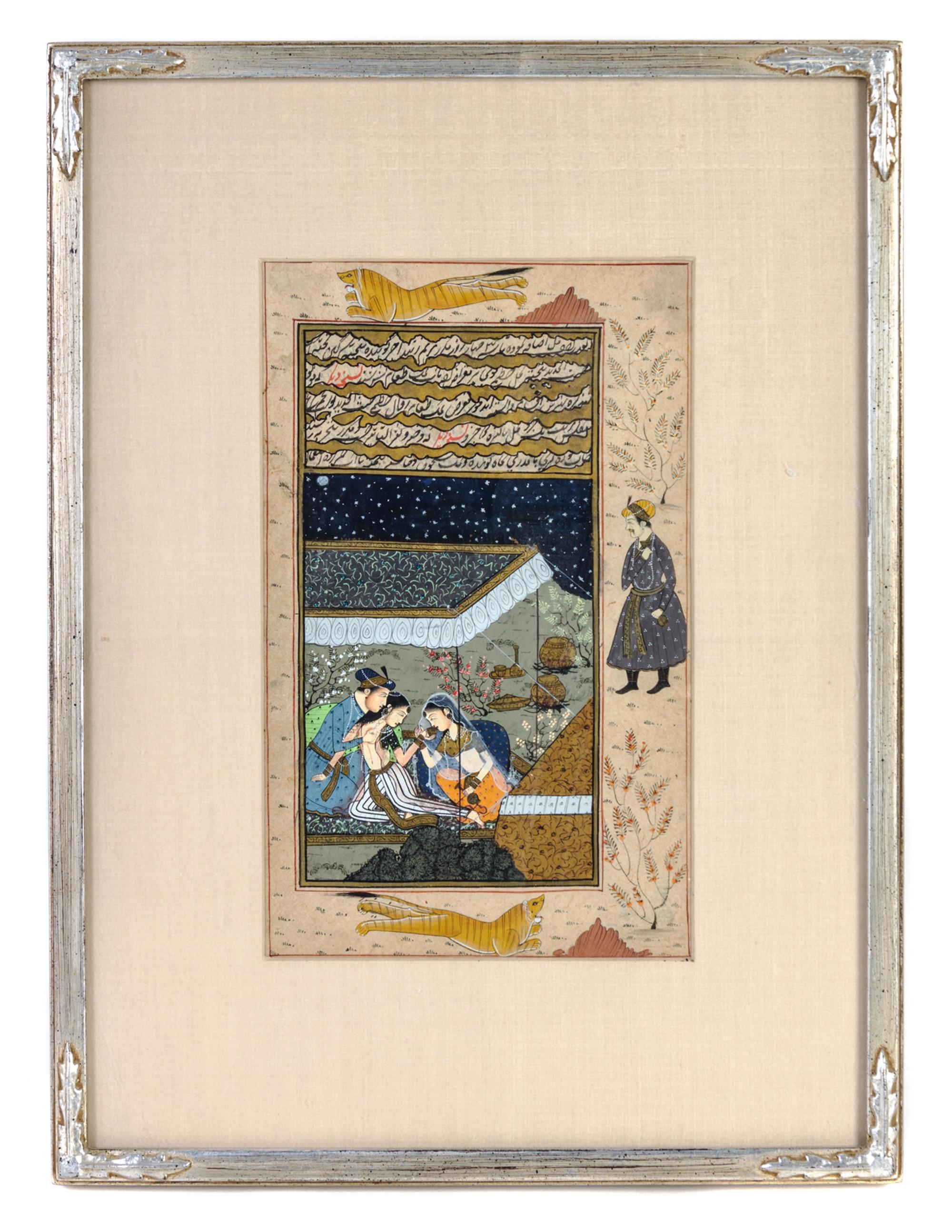 An Indian Illuminated Manuscript Leaf Depicting a Court Scene