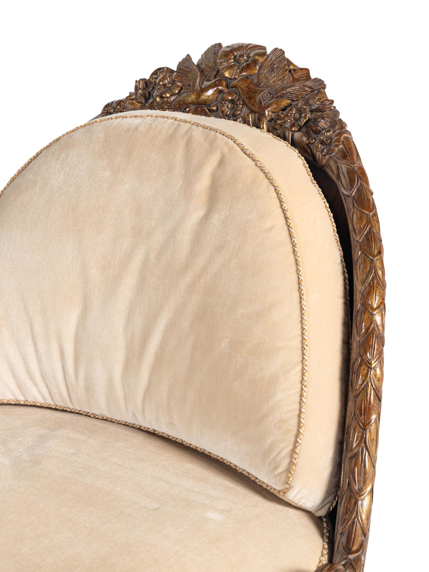 A Maitland-Smith Empire Style Walnut and Parcel Gilt Daybed