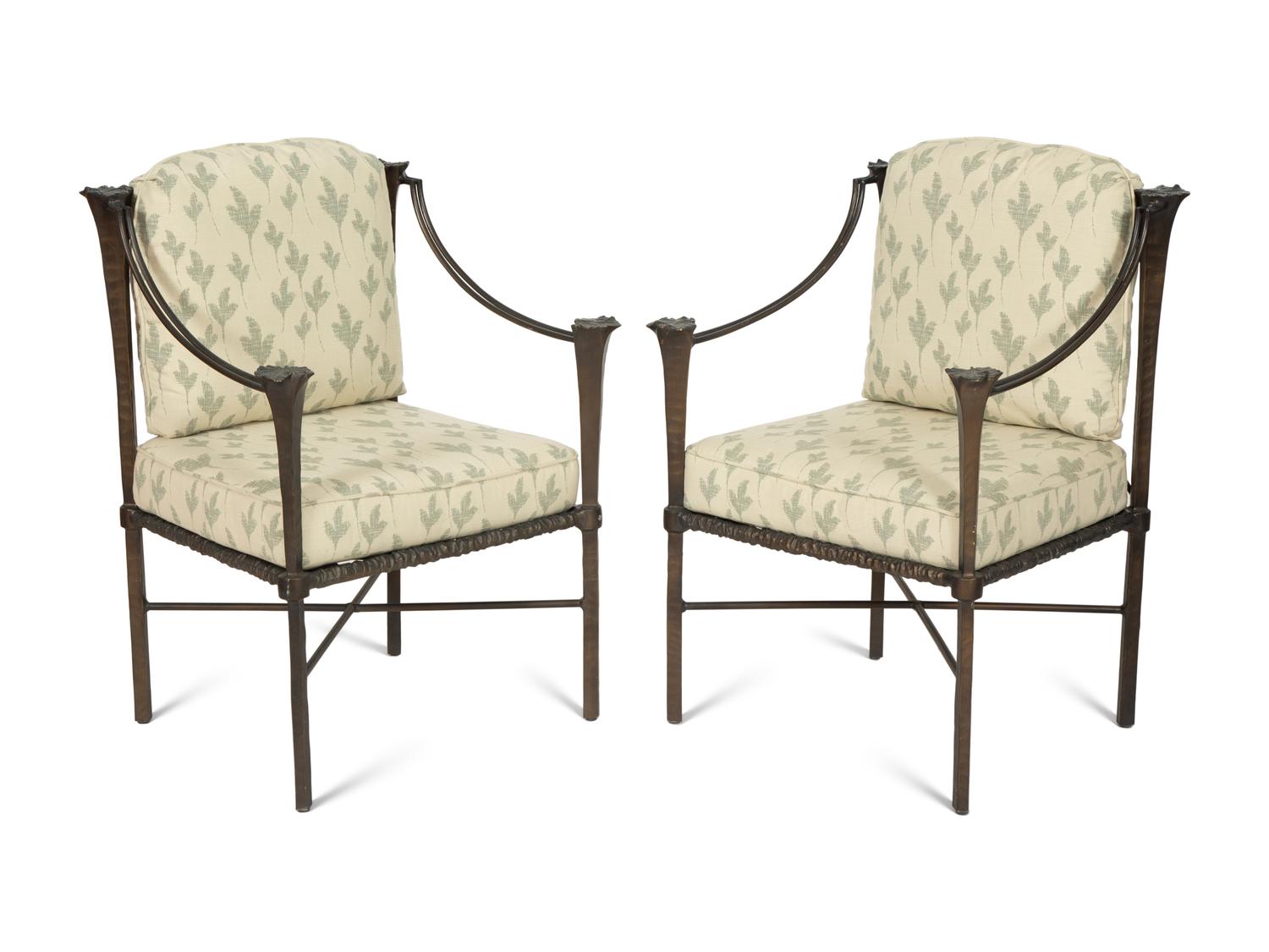 A Suite of Michael Taylor Arcadia Patinated Aluminum Outdoor Dining Furniture