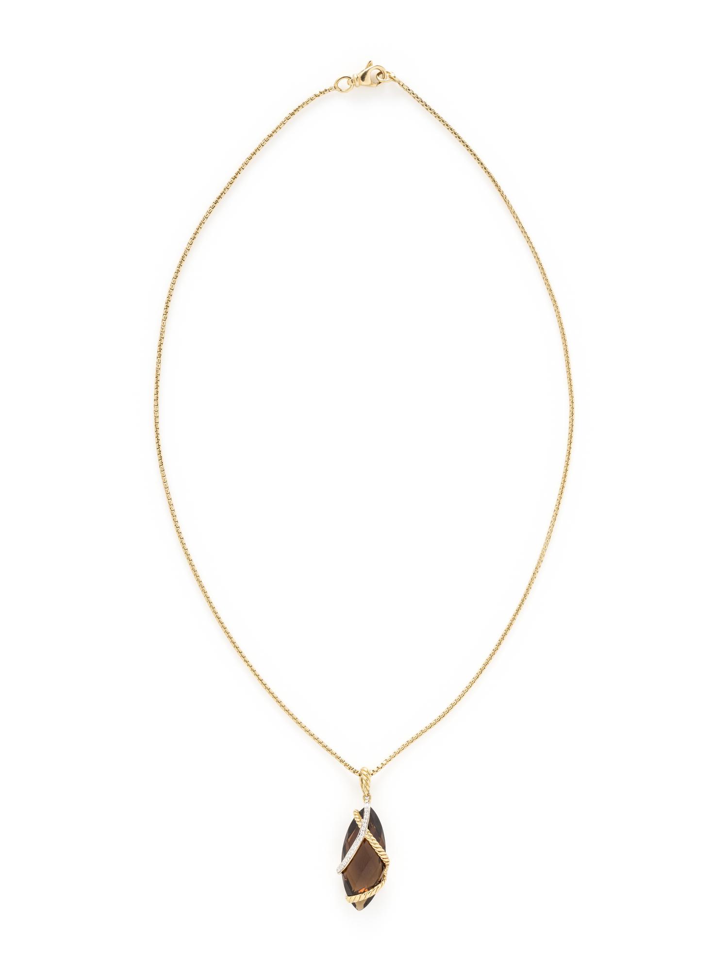 DAVID YURMAN, SMOKEY QUARTZ AND DIAMOND 'CABLE WRAP' PENDANT/NECKLACE