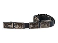 Navajo Sterling Silver Storyteller Concha Belt, with 14K Gold Accents