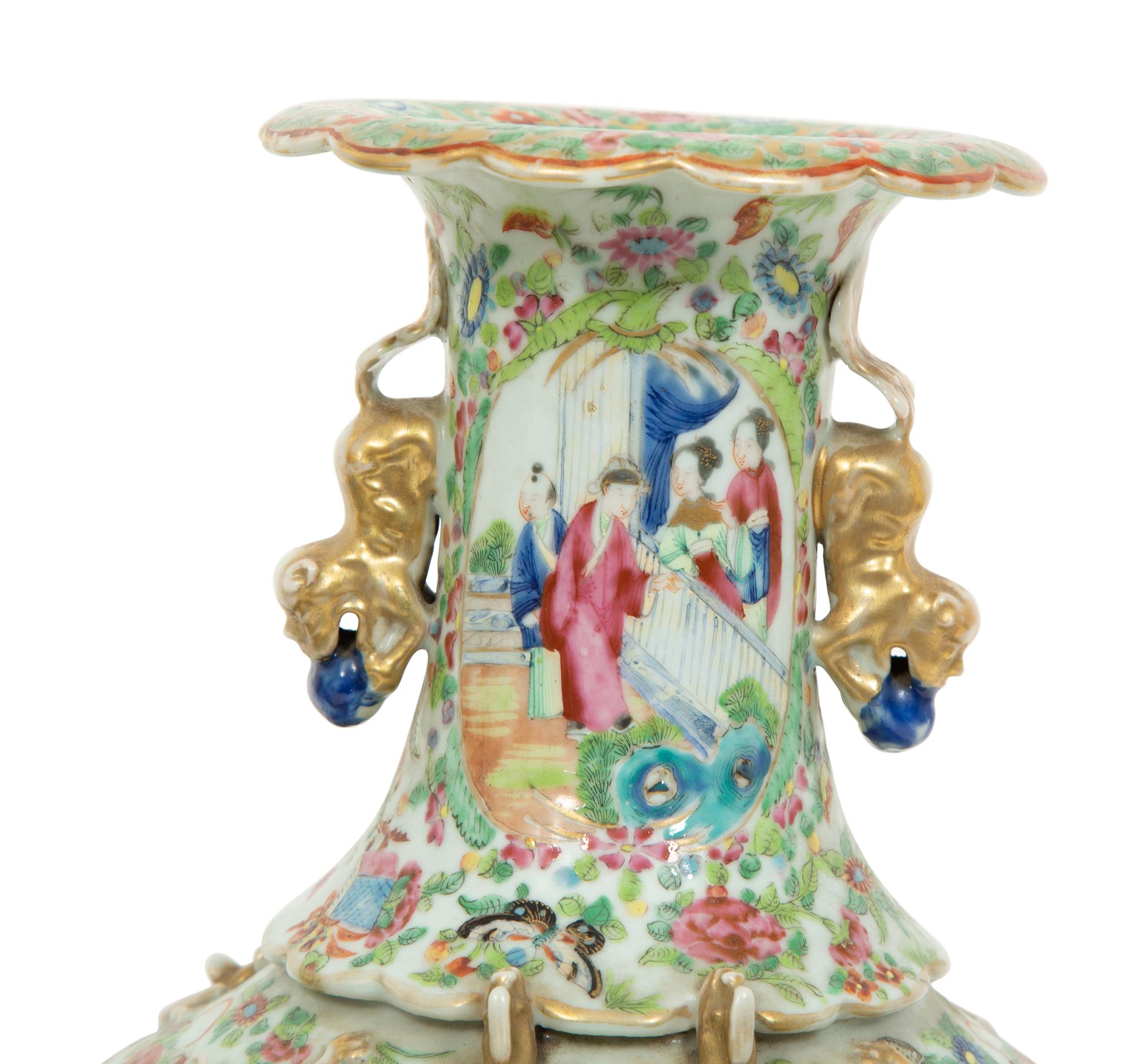 A Pair of Chinese Export Famille Rose Porcelain Vases