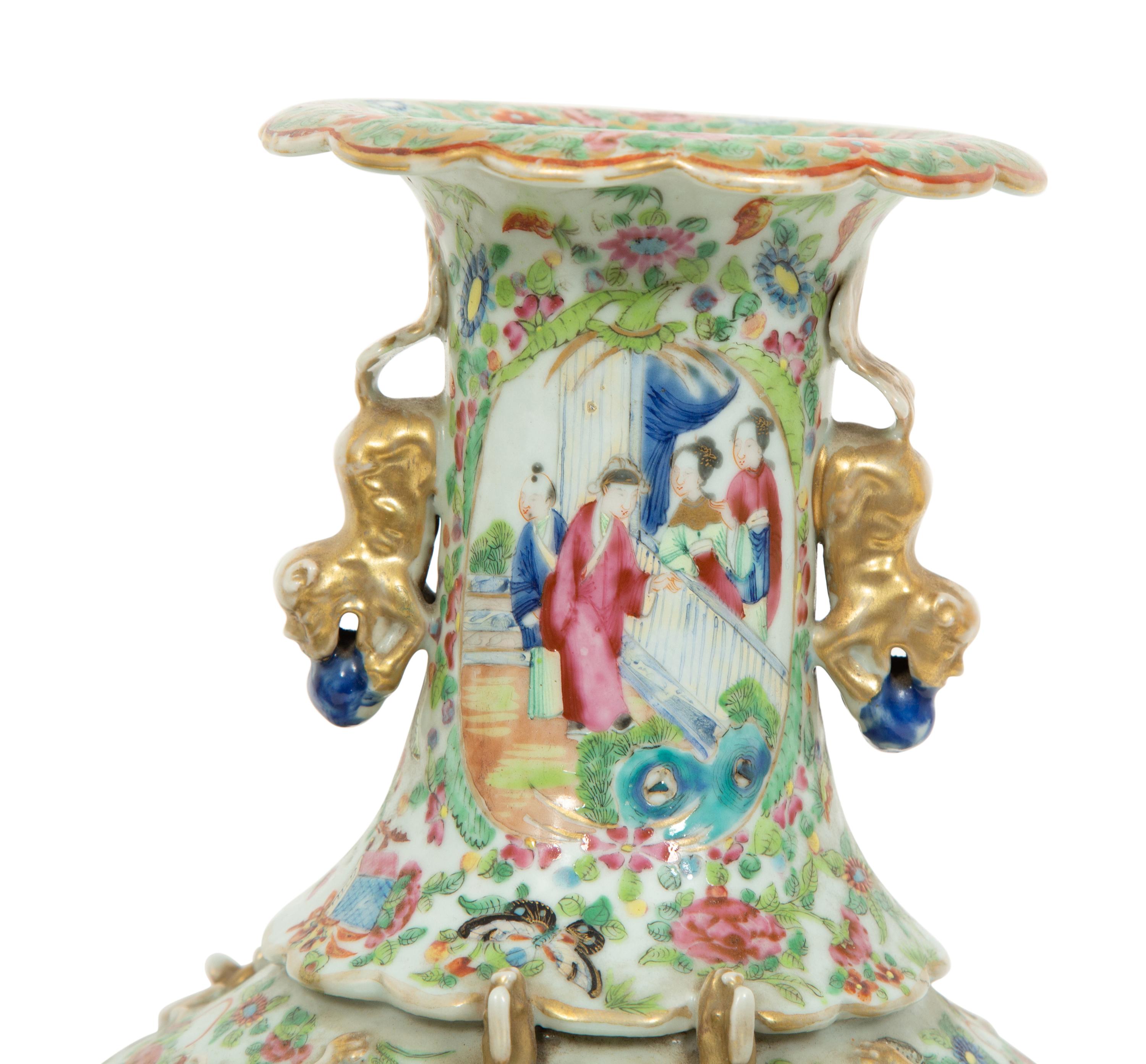 A Pair of Chinese Export Famille Rose Porcelain Vases