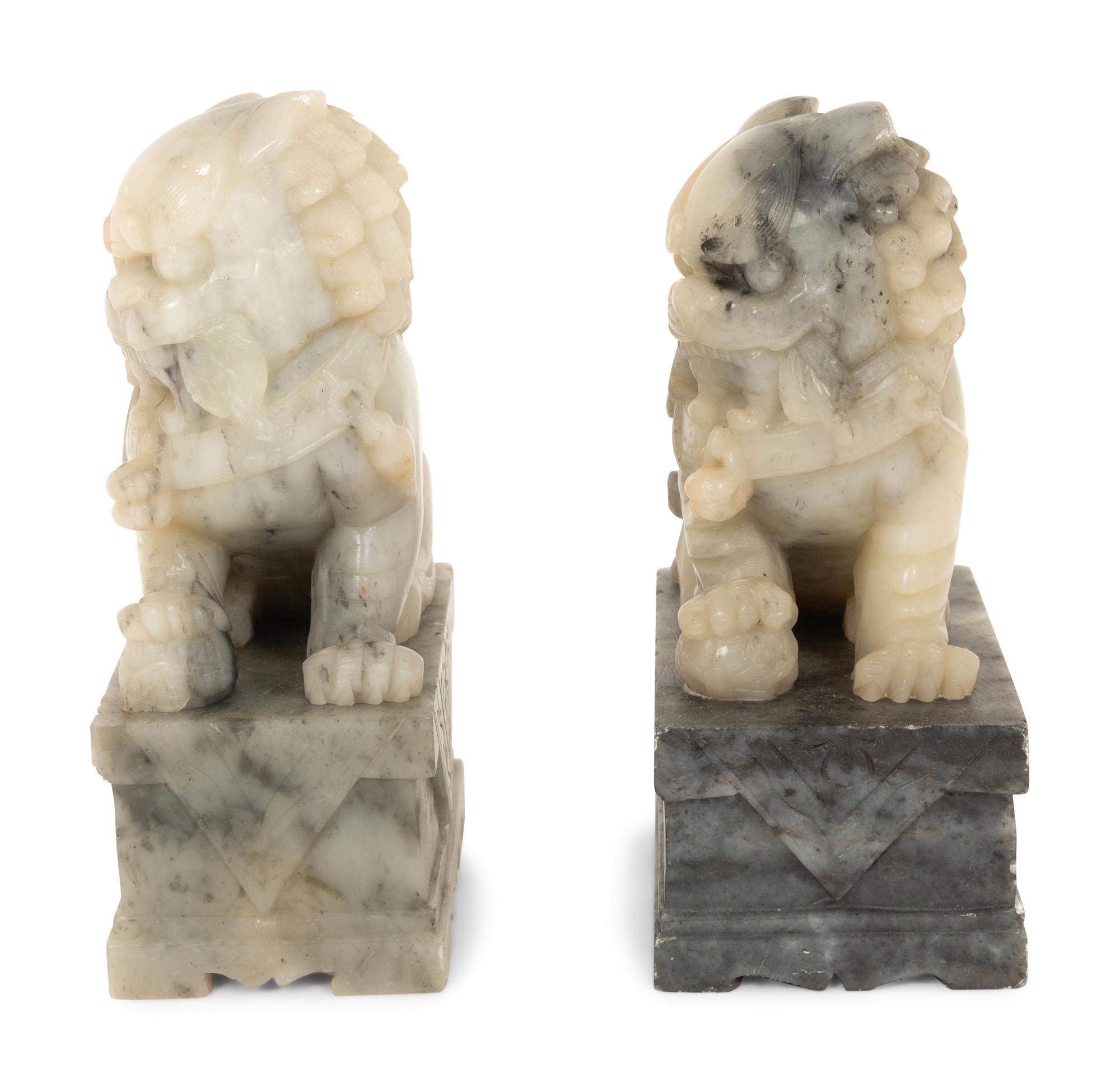 A Pair of Chinese Carved Hardstone Temple Guardians