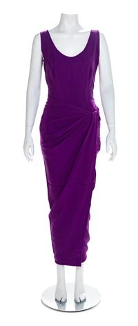 Atelier Versace Draped Purple Silk Crepe Dress, 1990s No size label