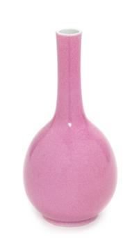 A Chinese Pink Glazed Porcelain Bottle Vase Height 7 1/2 inches. — 20TH CENTURY