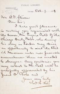 (CHICAGO; FIELD, EUGENE) Archive of coorespondence, 62 items total.