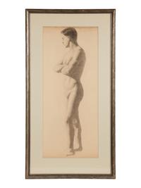 A Pair of French Charcoal Male Figure Studies — 20TH CENTURY