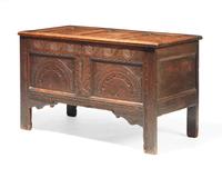 A James II carved oak coffer, late 17th century