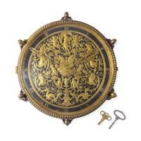 A Renaissance Revival Gilt Bronze and Enamel-Decorated Table Clock