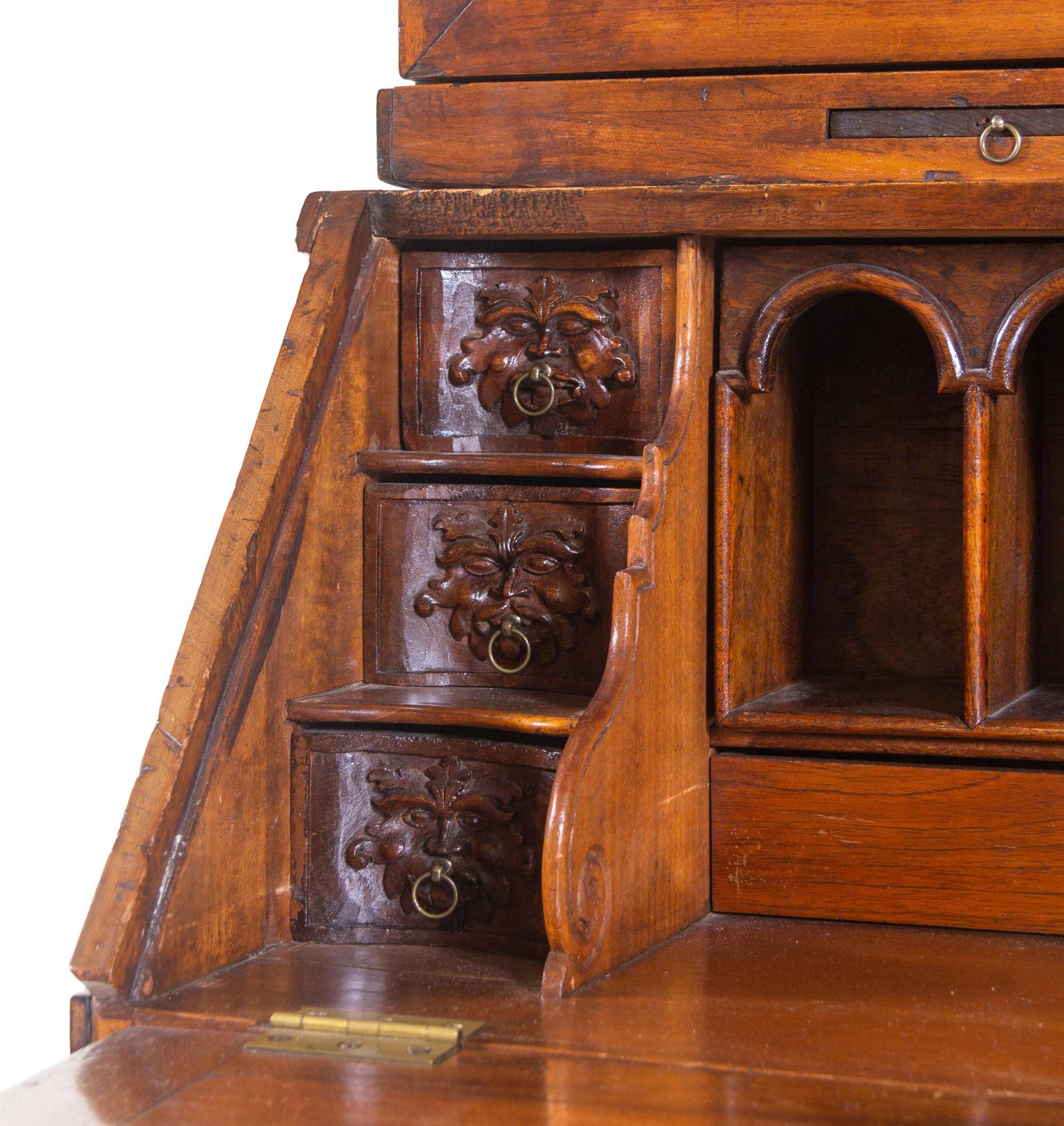 A George II Walnut Secretary Bookcase