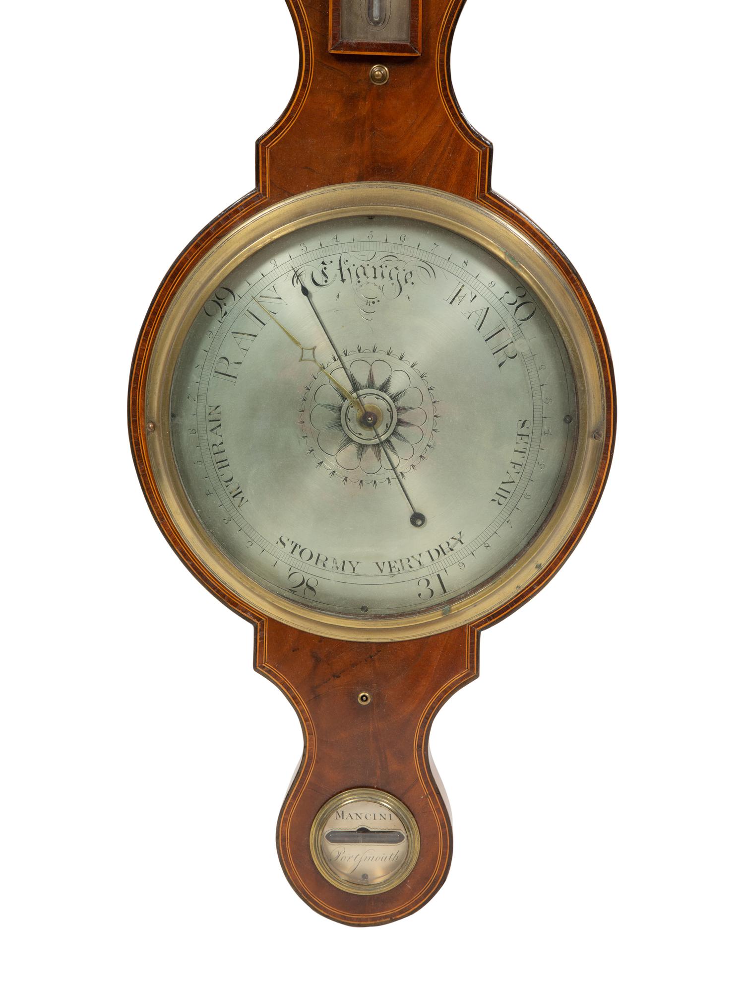 A Regency Crossbanded Mahogany Wheel Barometer