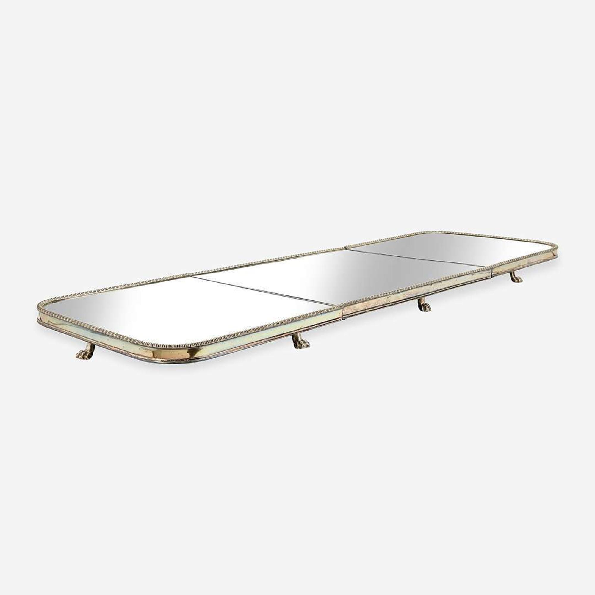 A George III Three-Section Silvered Metal Mirrored Plateau Circa 1800