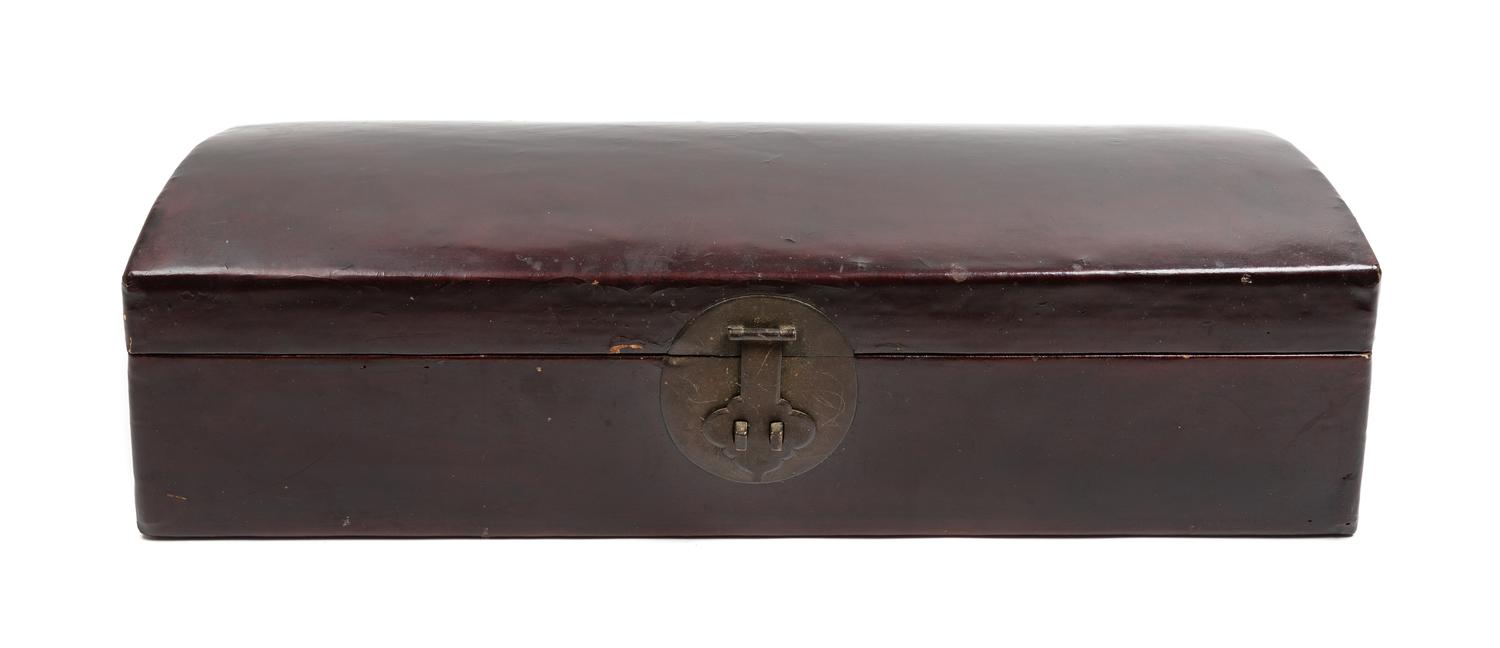 A Chinese Brown Lacquered Document Box Length 25 inches. — QING DYNASTY (1644-1911)