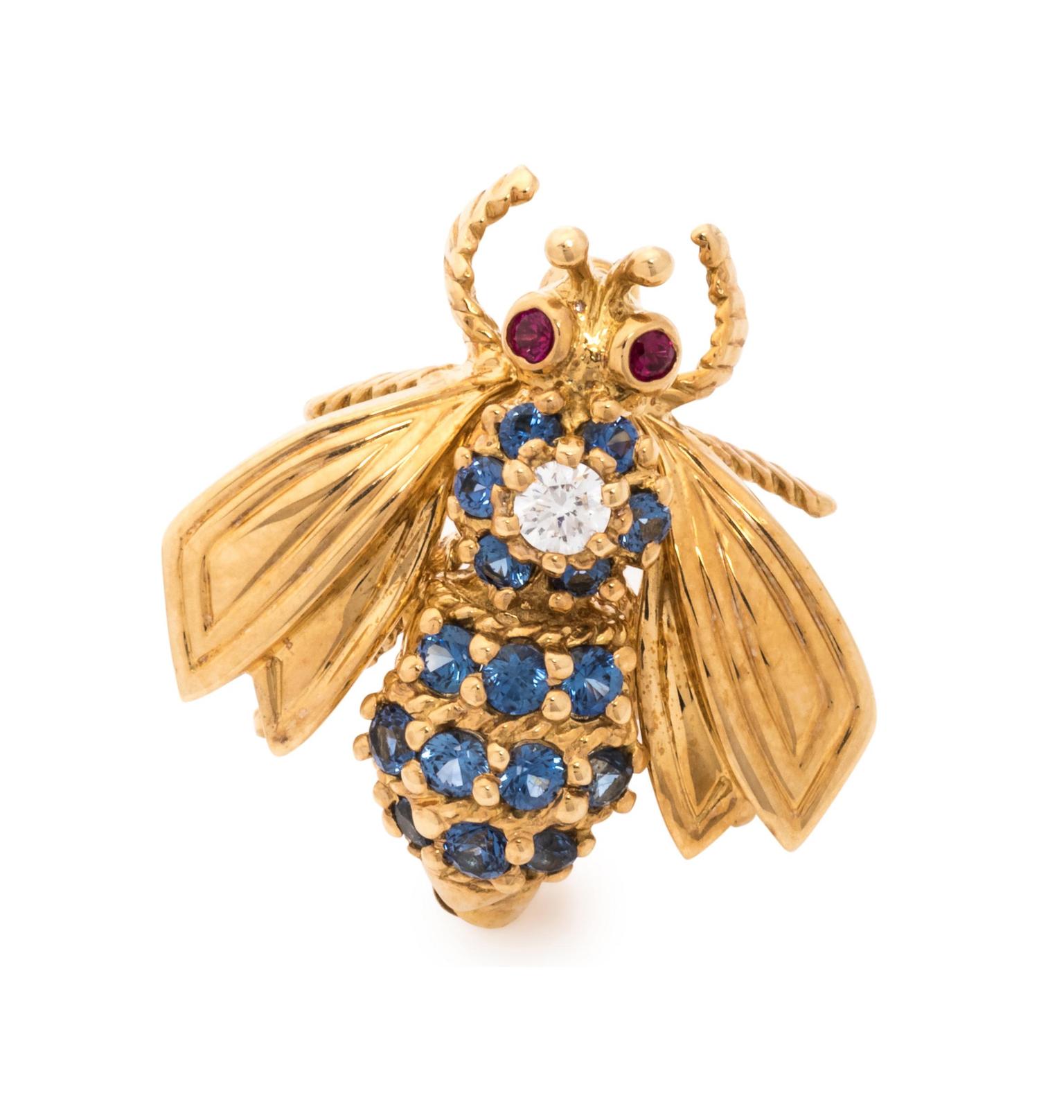TIFFANY & CO., DIAMOND, SAPPHIRE AND RUBY BEE BROOCH