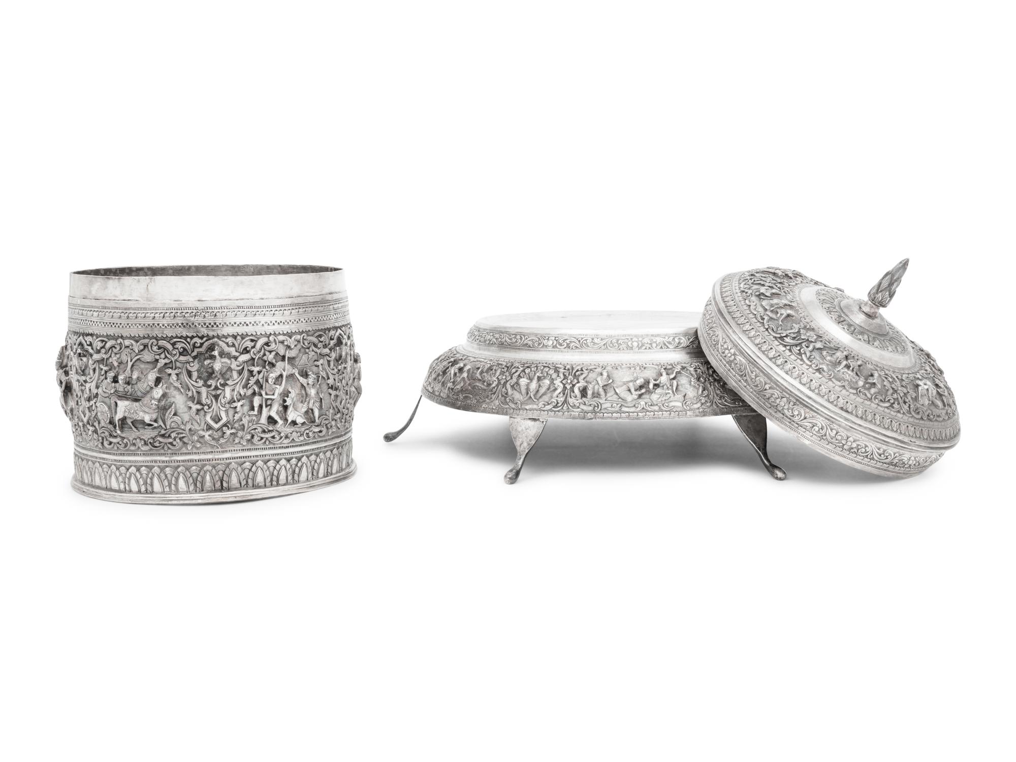 A Southeast Asian Silver Covered Jar on Stand