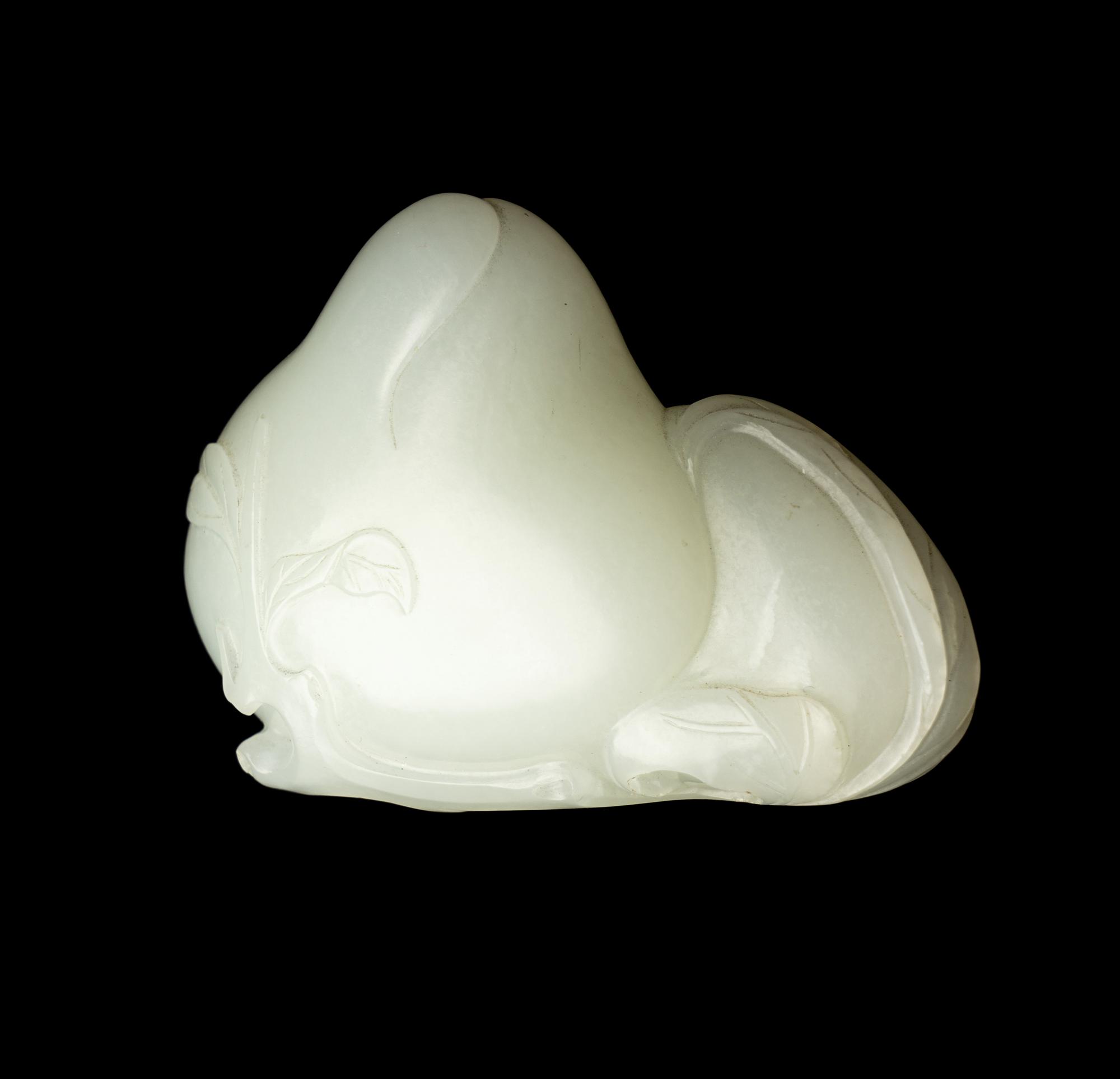 A Chinese White Jade 'Double Peach' Carving
